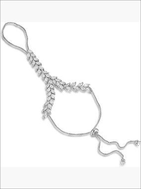 Cubic Zirconia Adjustable Slave Bracelet Hand Chain Ring Jewelry